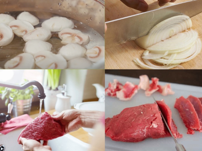 Thái thịt bò và hành