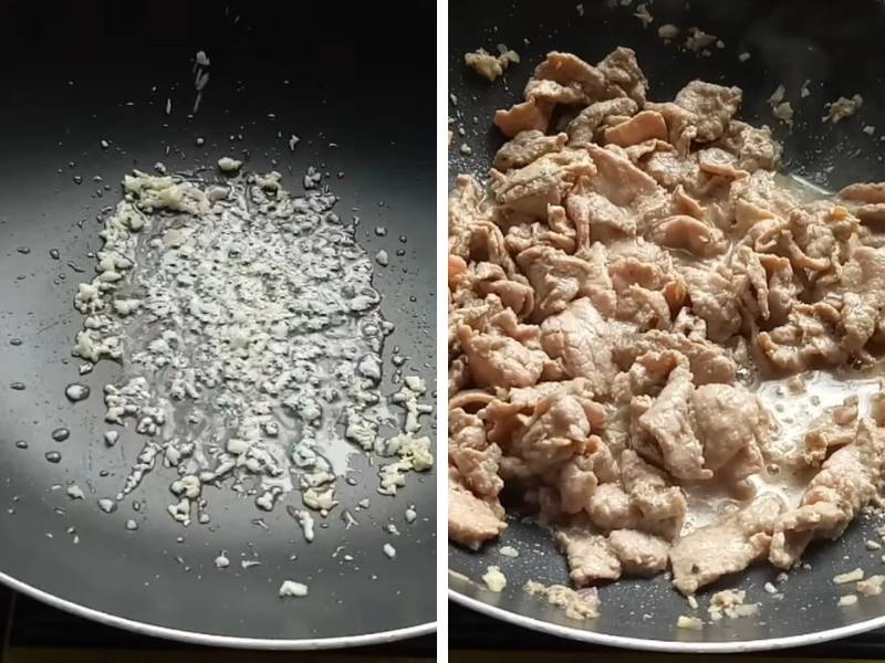 Xào thịt bò với tỏi đã phi