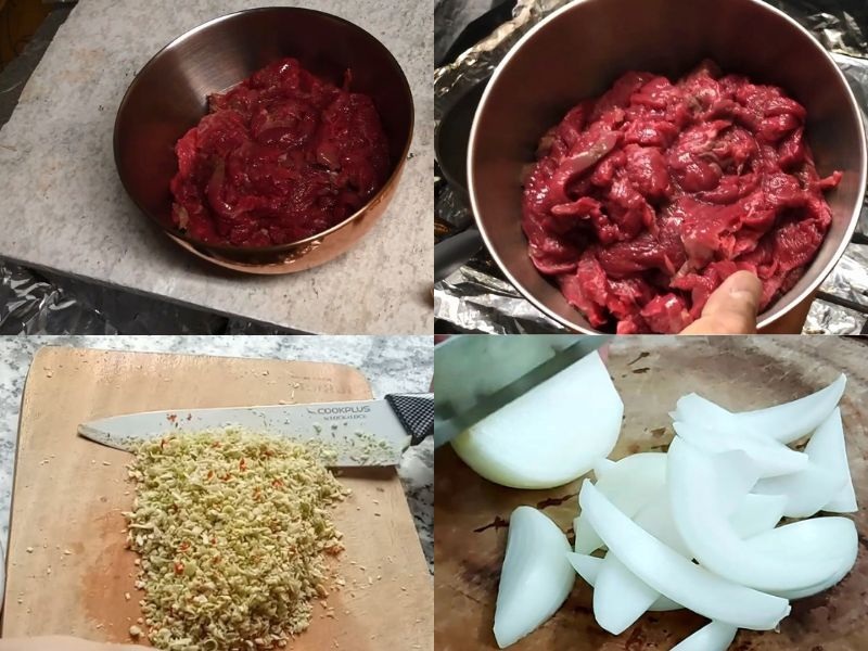 Sơ chế nguyên liệu làm thịt bò xào sả ớt nghệ