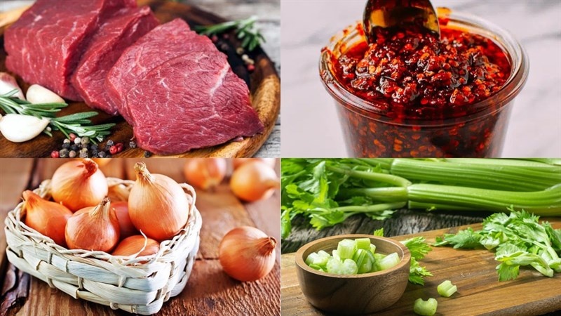 Các nguyên liệu làm thịt bò xào