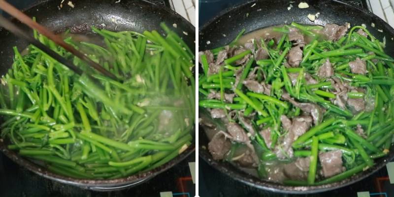 Cho cộng su su đã sơ chế vào xào chung