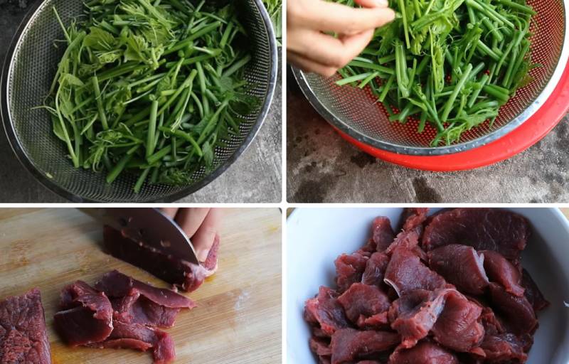 Sơ chế thịt bò và cộng su su