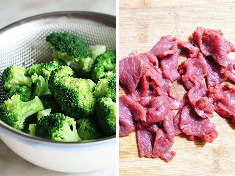 Tiến hành sơ chế nguyên liệu làm thịt bò xào súp lơ