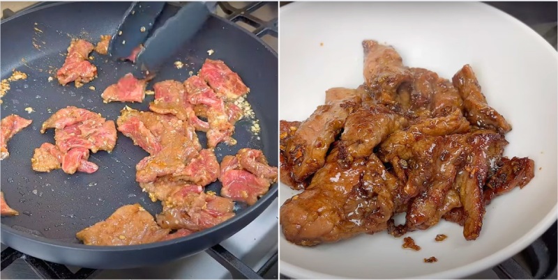 Tiến hành xào sơ thịt bò