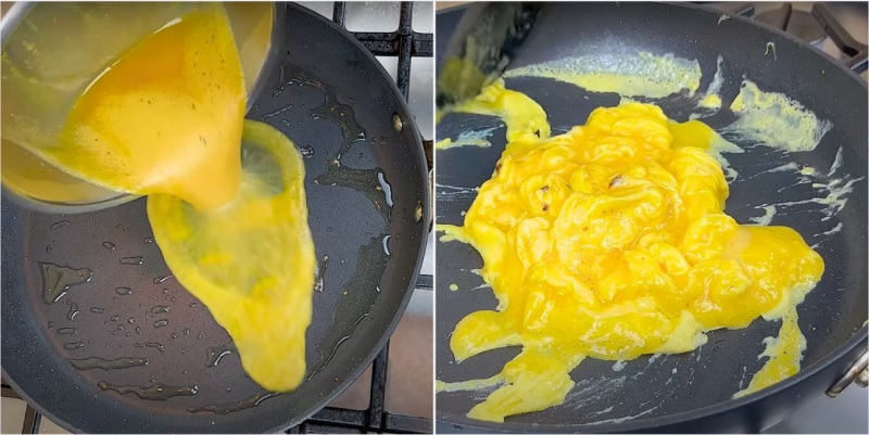 Công đoạn xào trứng