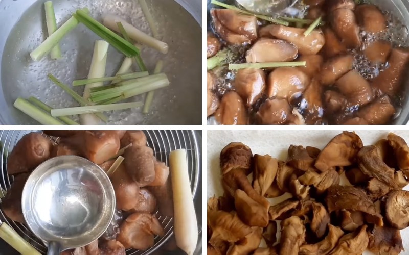 Tiến hành luộc nấm đông cô