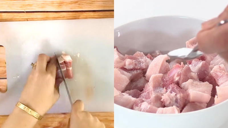 Thái và ướp thịt heo