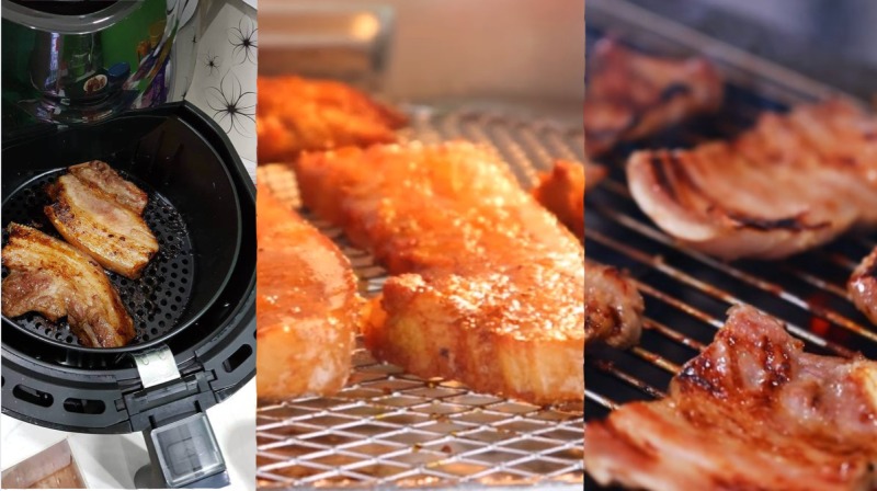 Các cách nướng thịt heo bằng nồi chiên, lò nướng hoặc than
