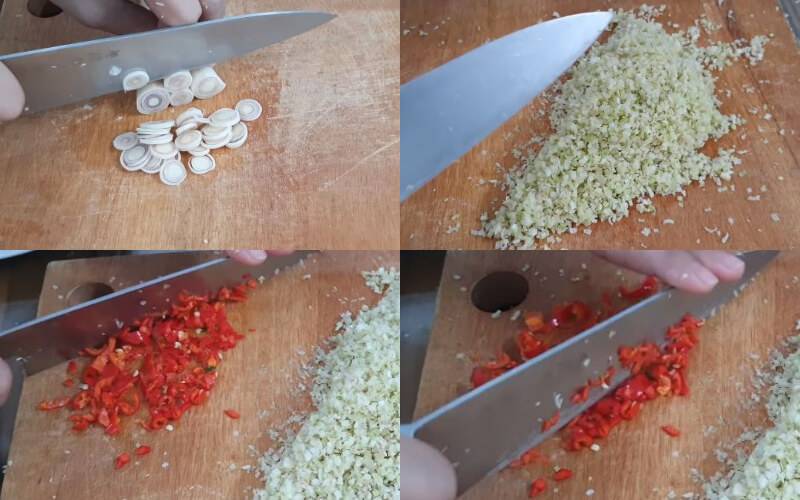 Thái nhuyễn sả và ớt