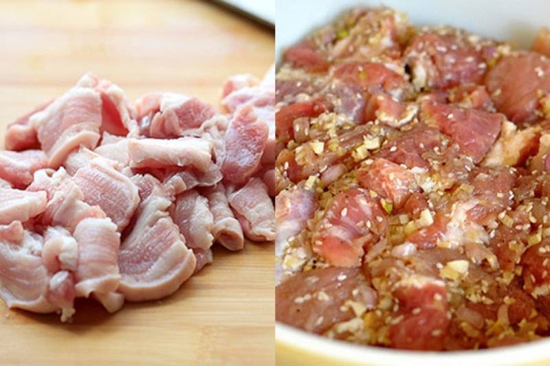 Ướp thịt heo với hỗn hợp gia vị