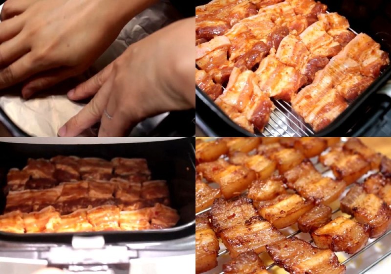 Chiên thịt heo bằng nồi chiên không dầu