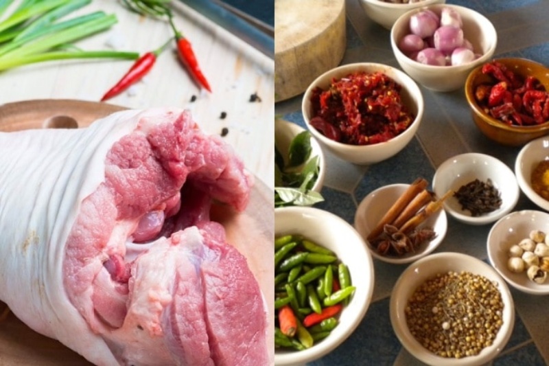 Các nguyên liệu tươi ngon làm chân giò ủ muối