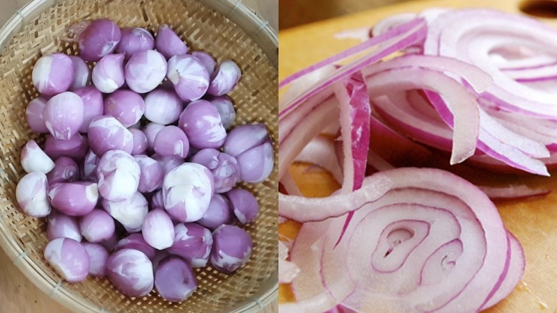 Hành tím được sơ chế, làm sạch