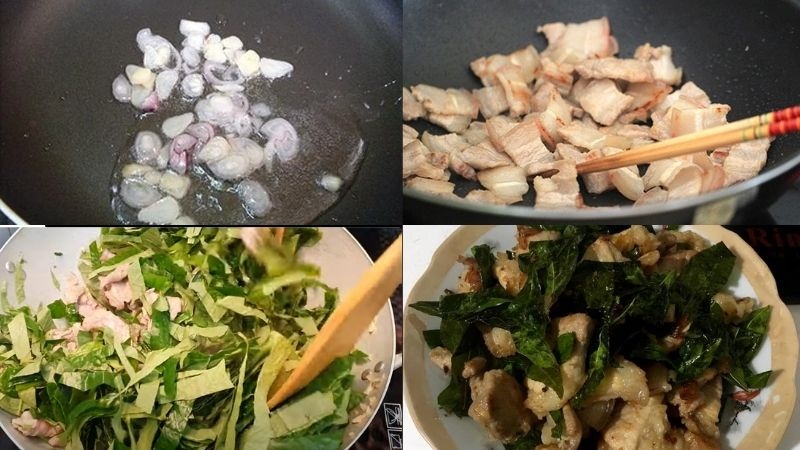 Thịt heo được xào cùng lá lốt