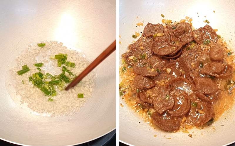 Công đoạn kho thịt bò chay