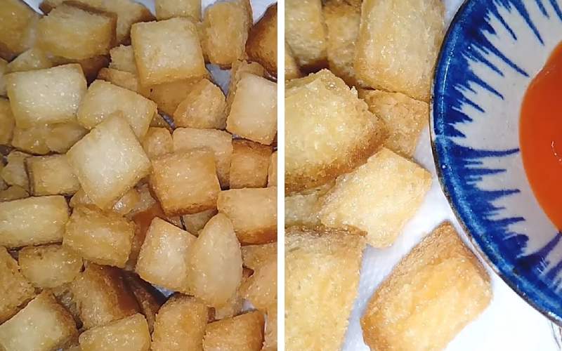 Thành phành tóp mỡ chay bằng bánh mì đơn giản
