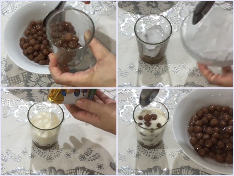 thưởng thức trân châu cùng sữa tươi hoặc trà sữa đều hợp