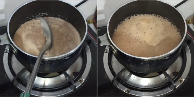 nấu nước milo và để nguội