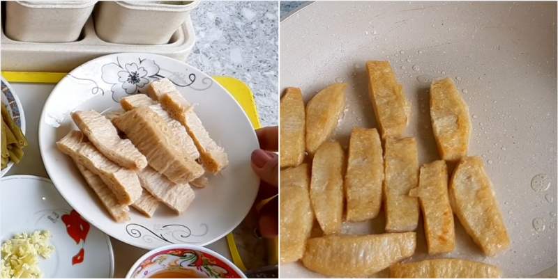 Công đoạn sơ chế sườn non chay