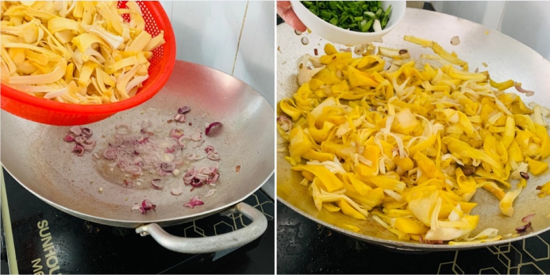 xào xơ mít và nêm gia vị
