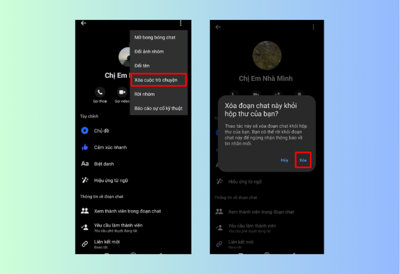 Xóa cuộc trò chuyện nhóm trên Messenger