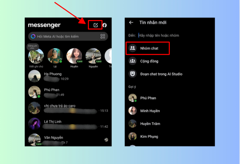 Tạo nhóm chat mới trên Messenger điện thoại