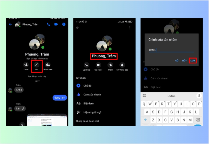 Đổi tên nhóm chat Messenger trên điện thoại