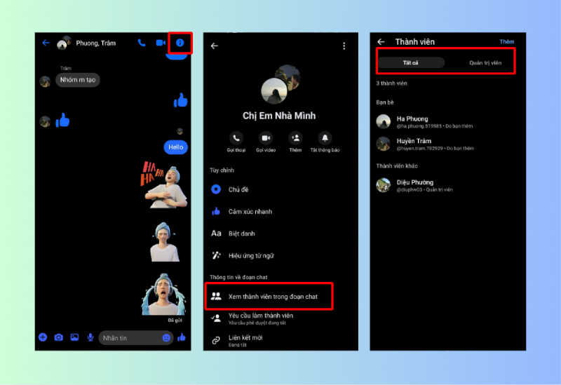 Xem thành viên trong nhóm chat Messenger