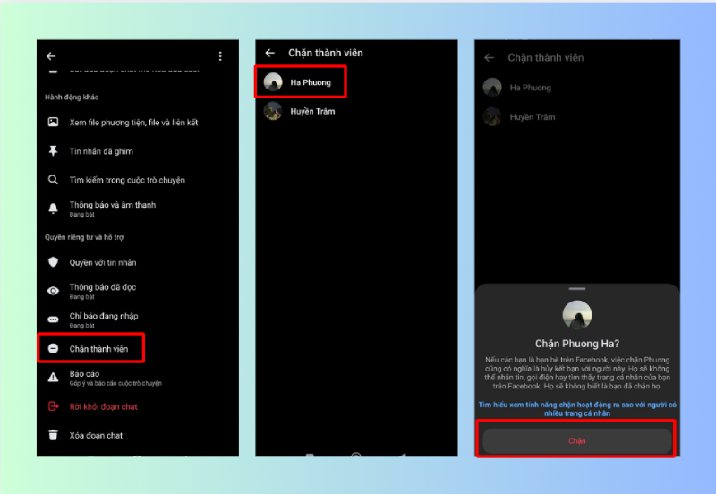 Chặn thành viên trong nhóm Messenger