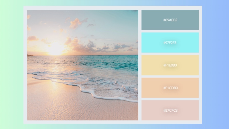 Bảng phối màu bình minh xanh biển với mã màu pastel nhạt