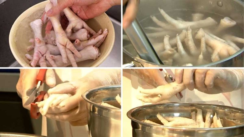 Sơ chế, rửa sạch chân gà