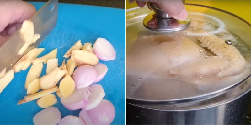 Tiến hành công đoạn luộc gà