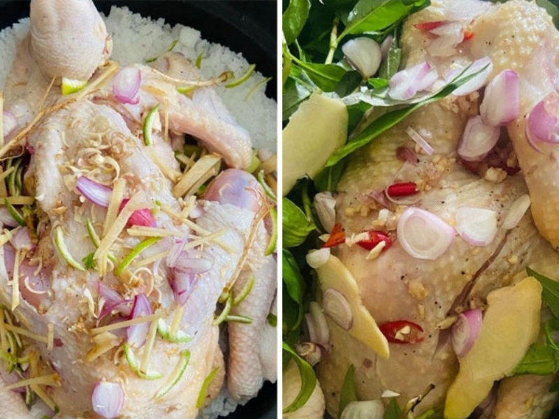 ướp gia vị cho gà