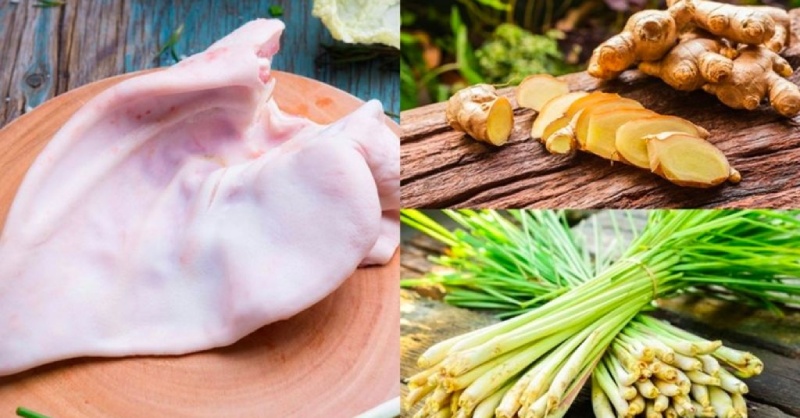 Các nguyên liệu để luộc tai heo không bị hôi