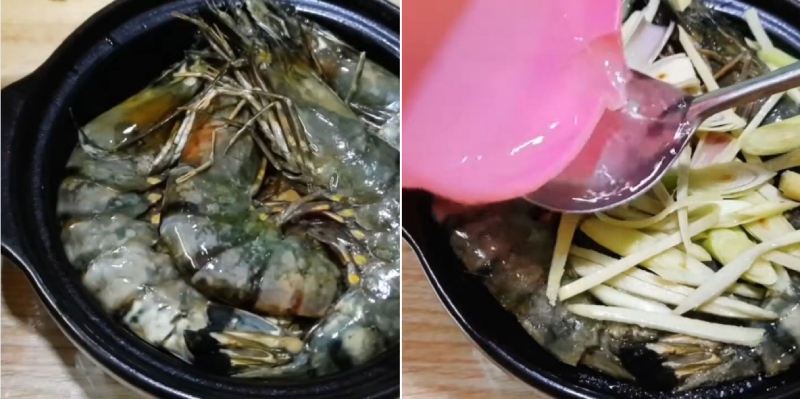 ướp tôm với gừng và rượu