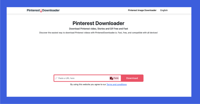 Trang Pinterest Downloader dán link video để tải về