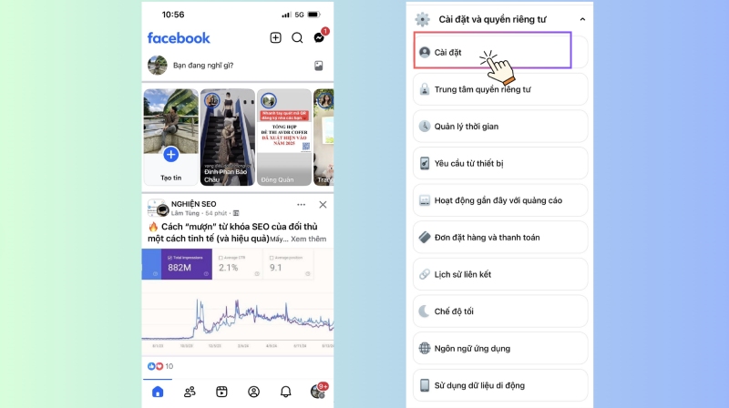 Vào cài đặt Facebook trên iPhone để mở bong bóng chat Messenger