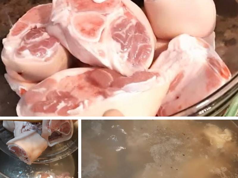 Tiến hành sơ chế giò heo