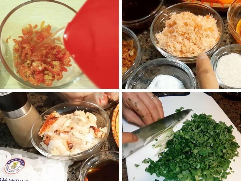 Sơ chế các nguyên liệu phụ làm bánh canh cua giò heo