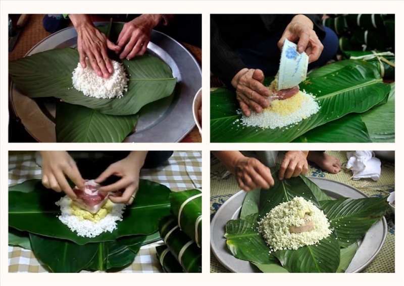 Công đoạn gói bánh chưng