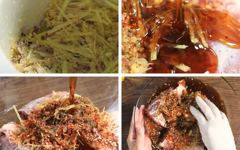 Công đoạn ướp bắp bò