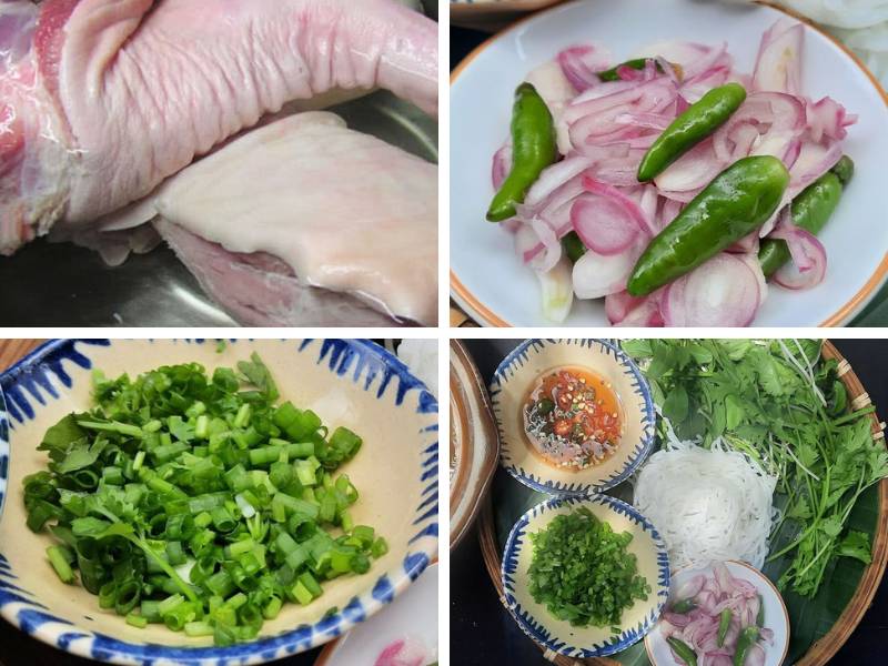 Sơ chế nguyên liệu nấu bún giò heo Quảng Ngãi