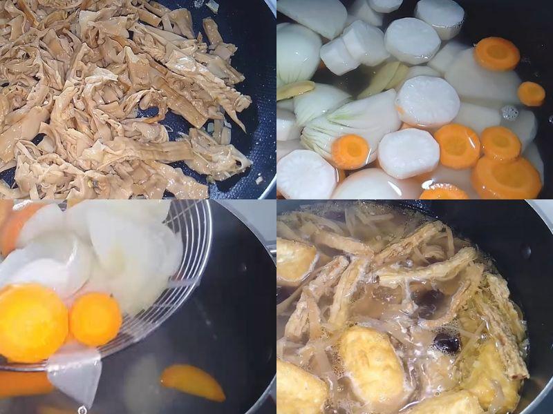 Xào măng và hầm nước dùng