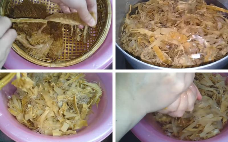 Sơ chế nguyên liệu măng khô