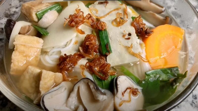 Thành phẩm món bún măng chay từ măng tươi thanh ngọt