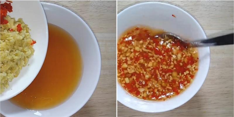 Công đoạn pha nước chấm ăn kèm