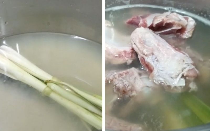 TIến hành ninh nấu nước lèo