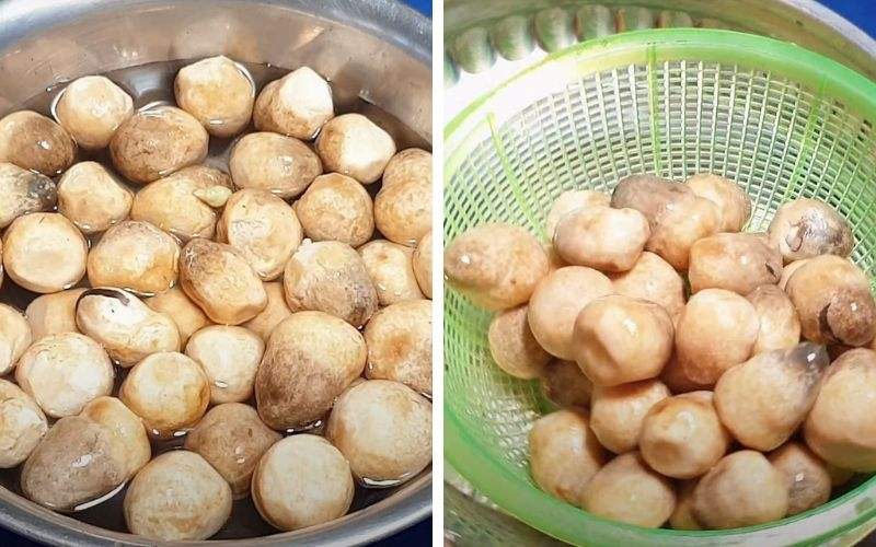 Tiến hành sơ chế nấm rơm