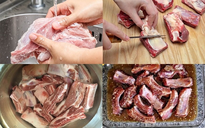rửa sạch sườn bò nhiều lần để loại bỏ tạp chất