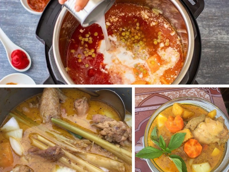 Công đoạn nấu cà ri gà
